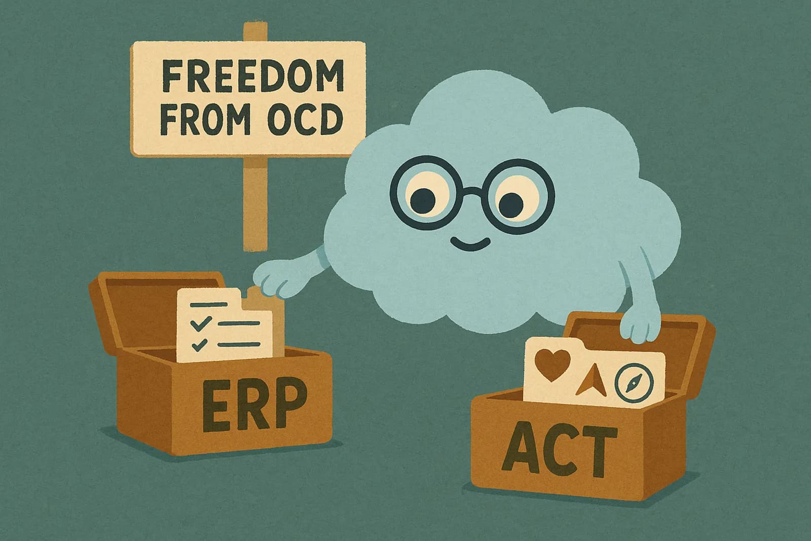 Choice, our cloud mascot, using ERP and ACT tools for its OCD therapy.